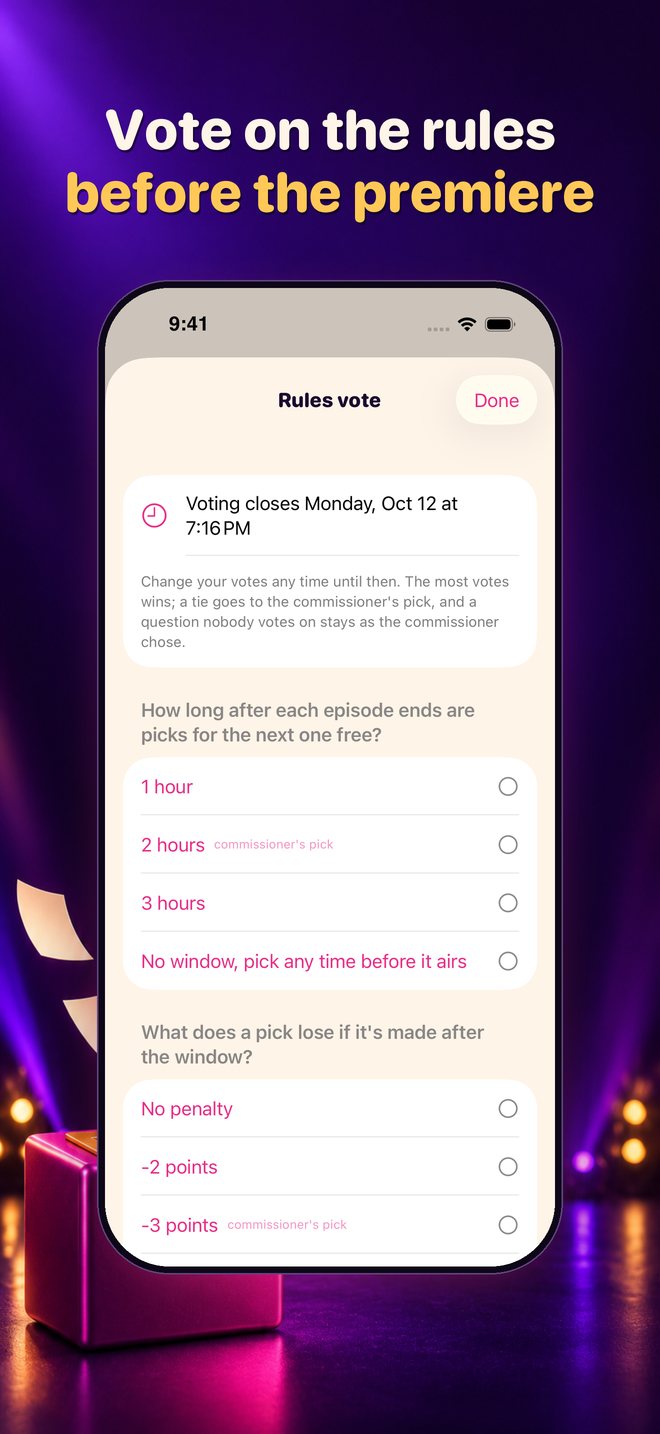 Rules vote screen