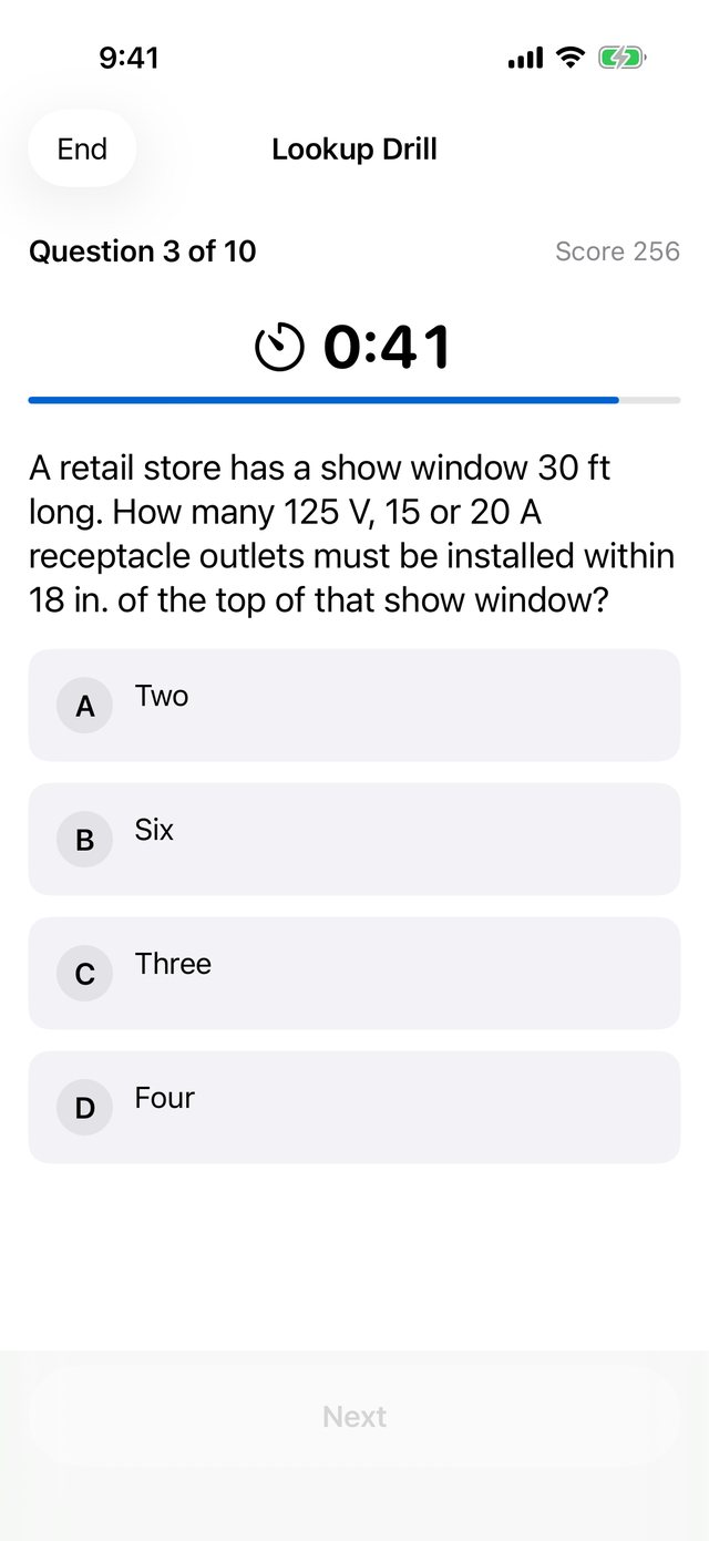 A timed lookup drill with a countdown